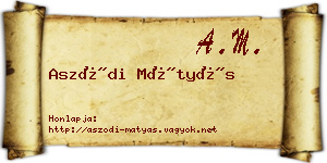 Aszódi Mátyás névjegykártya