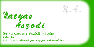matyas aszodi business card